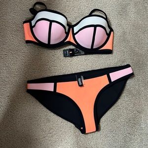 TRIANGL POPPY PEACH SODA top & bottom bathing suit (S+ top and S bottom)